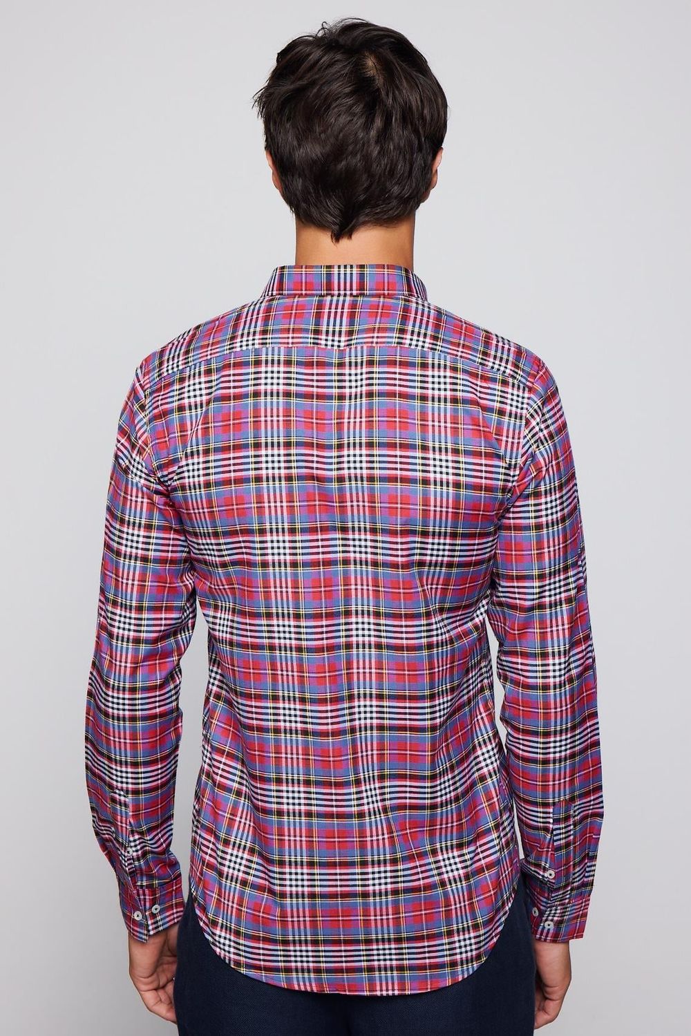 Slim Fit Kareli Pamuklu Kolay Ütü Erkek Gömlek