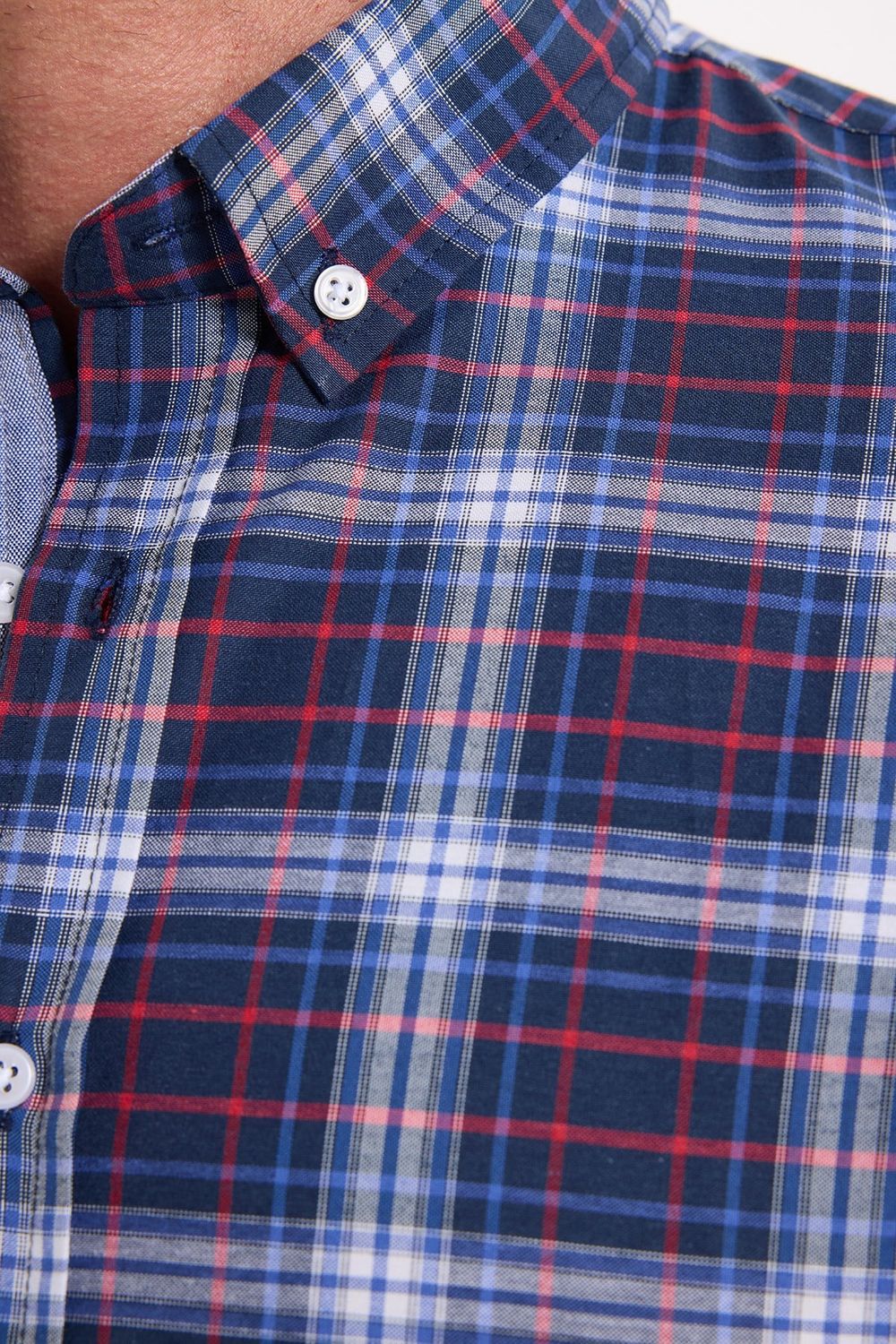 Erkek Slim Fit Dar Kesim Uzun Kollu Pamuklu Kolay Ütülenebilir Kareli Düğmeli Yaka Gömlek