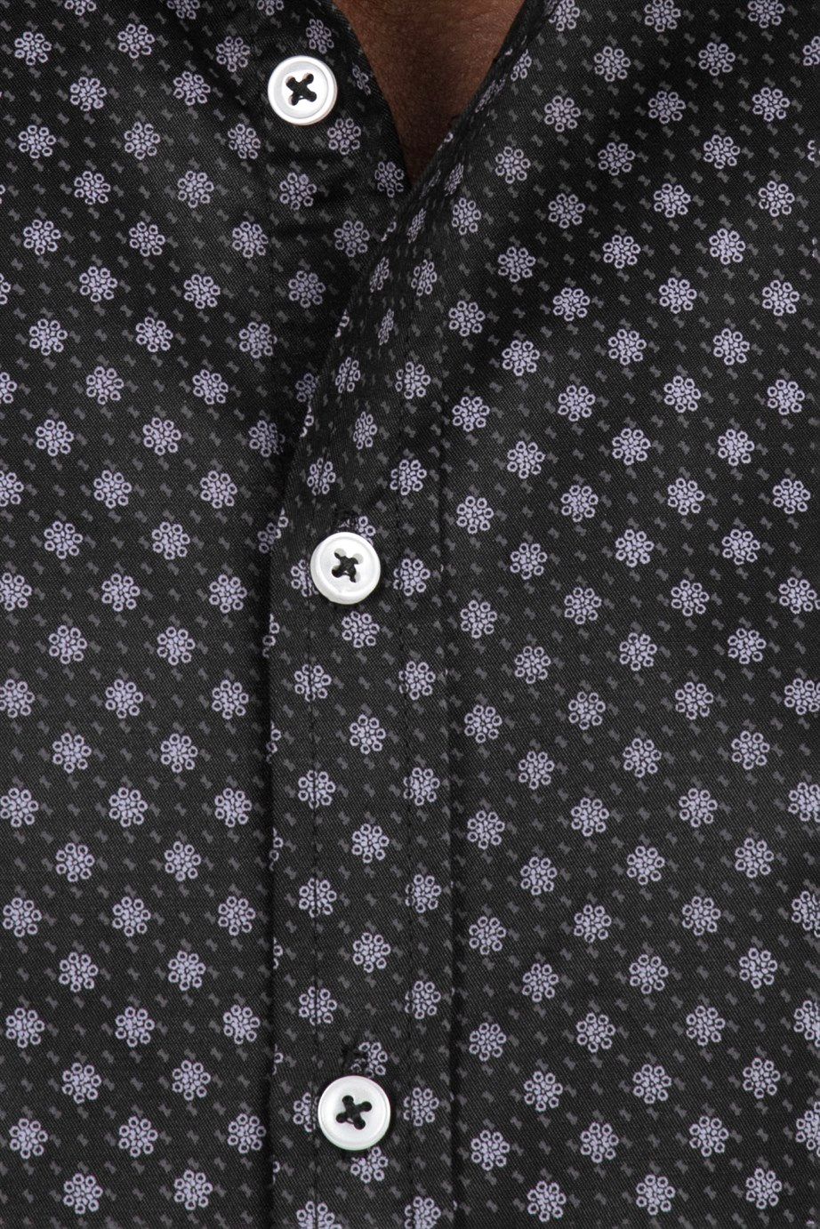 Slim Fit Dar Kesim Desenli Pamuklu Kolay Ütülenebilir Erkek Gömlek