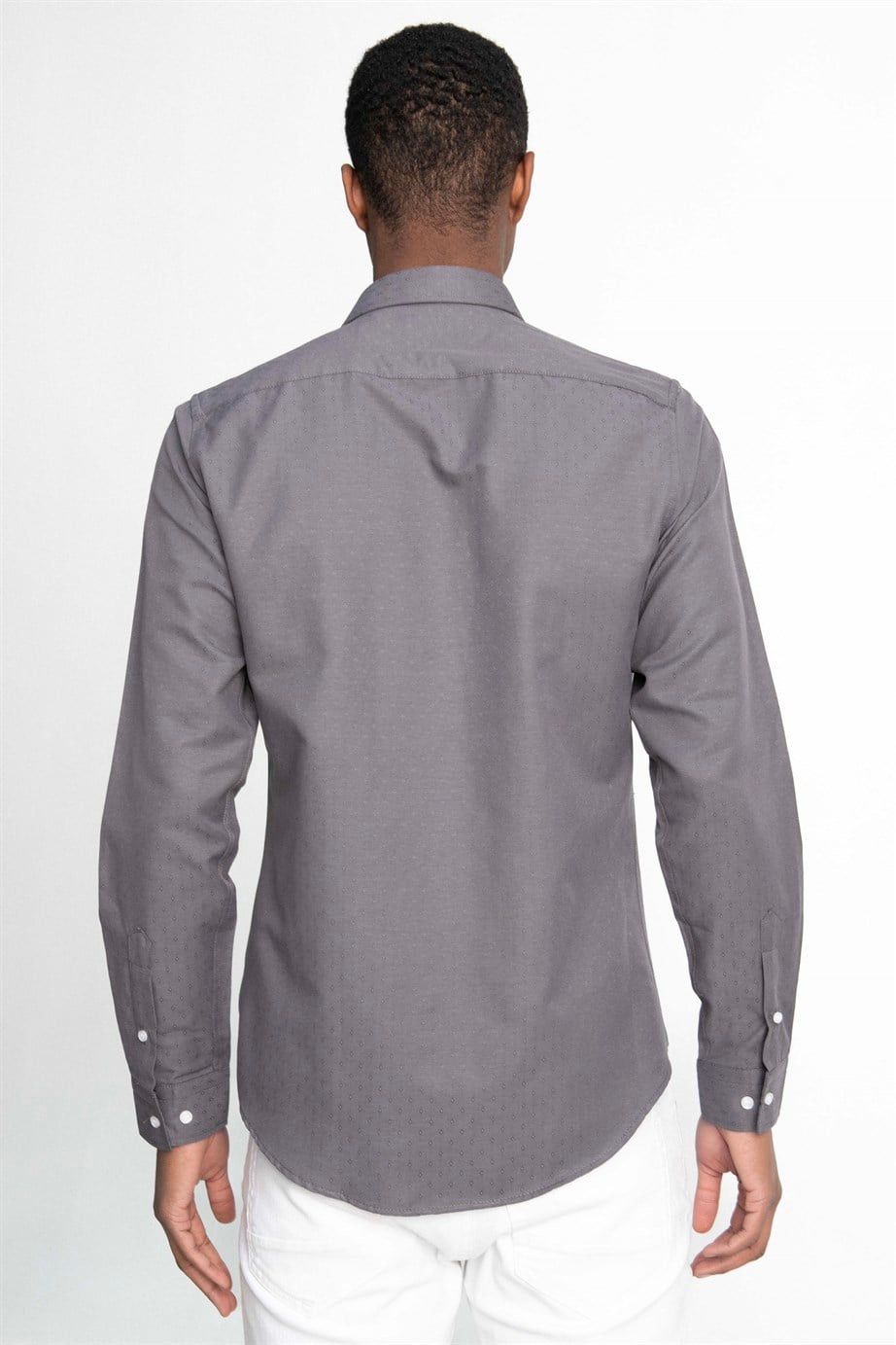 Slim Fit Uzun Kol Oxford Doku Armürlü Biyeli Erkek Gömlek