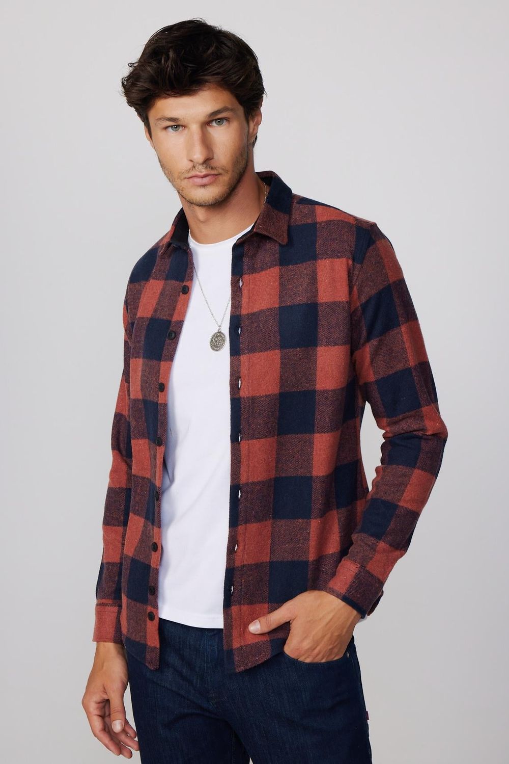 Slim Fit Kışlık Kareli Oduncu Erkek Gömlek