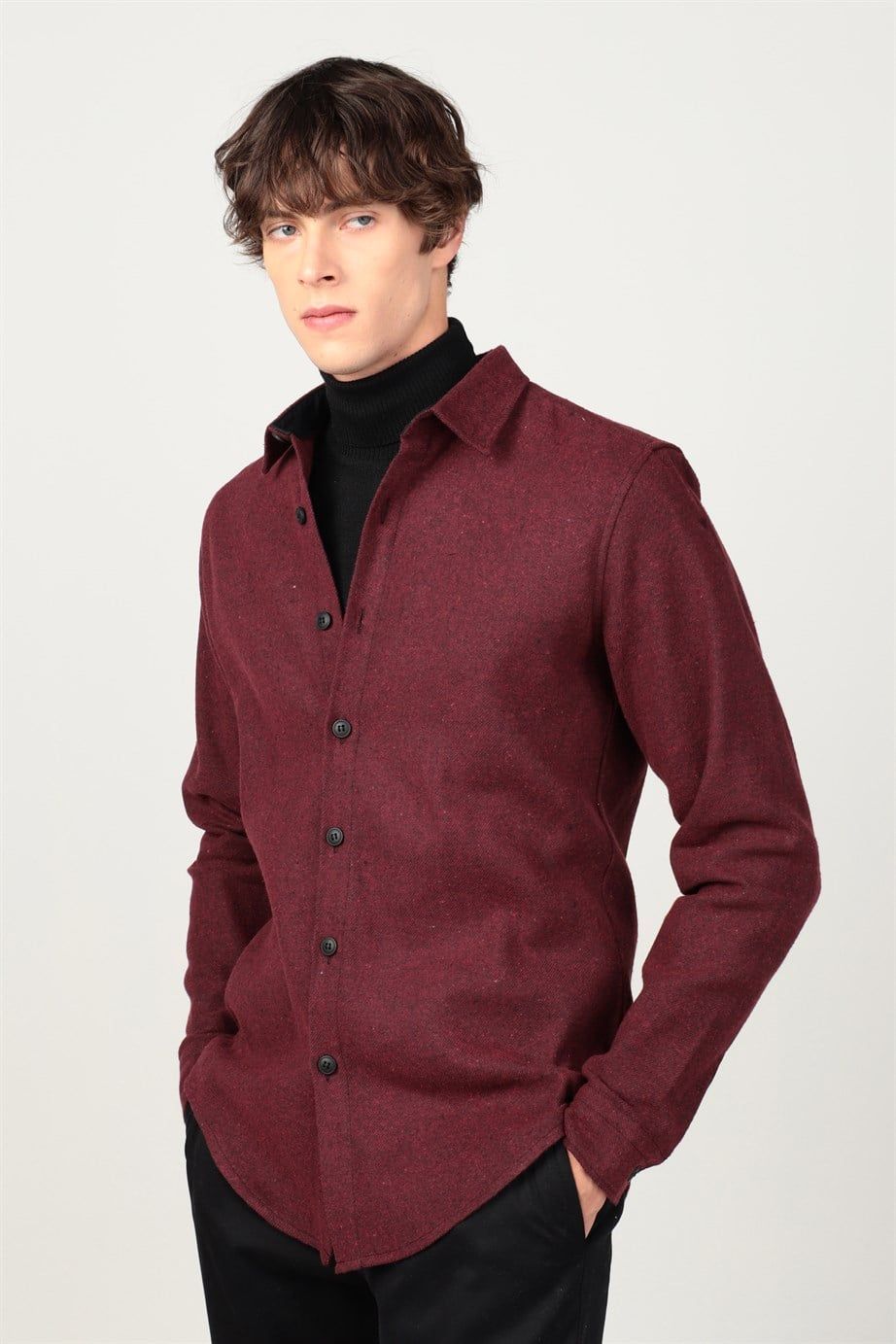 Slim Fit Oduncu Düz Kışlık Erkek Gömlek