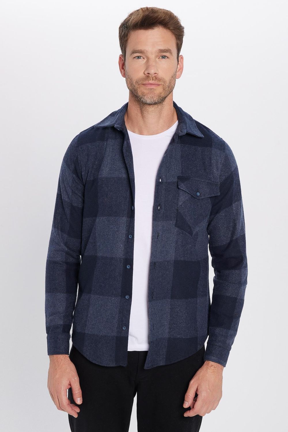 Slim Fit Uzun Kollu Kışlık Oduncu Ekoseli Unisex Gömlek