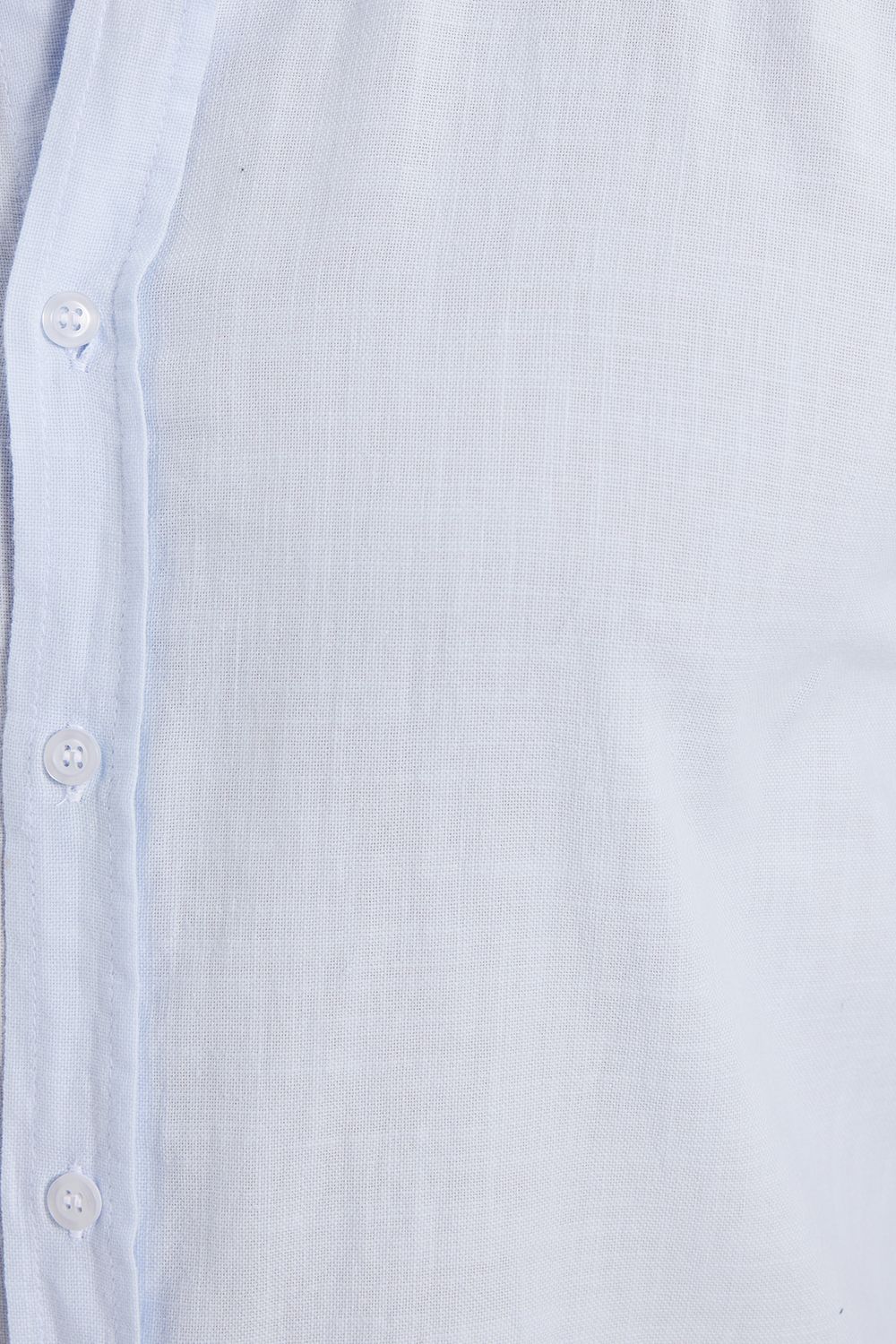 Erkek Slim Fit Dar Kesim %100 Pamuk Keten Doku Düğmeli Yaka Mavi Gömlek