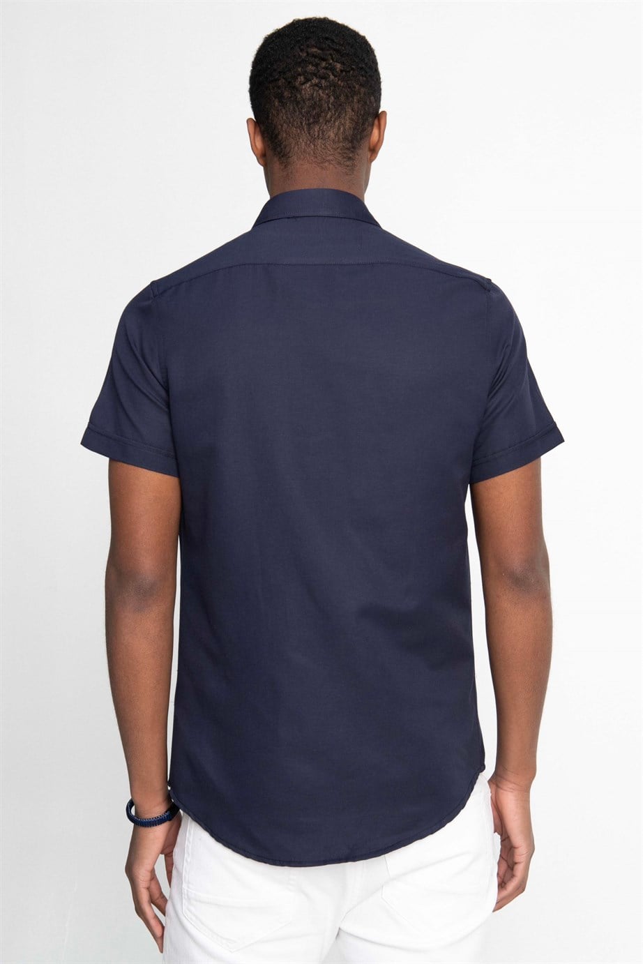 Slim Fit Kısa Kol Düğmeli Yaka Poplin Oxford Erkek Gömlek