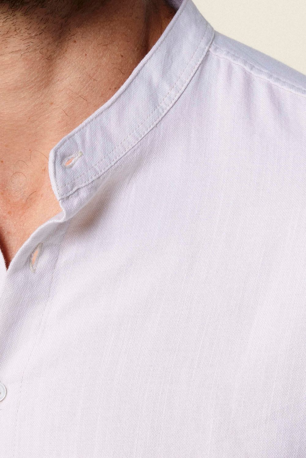 Slim Fit Hakim Yaka Pamuklu Keten Taş Rengi Erkek Gömlek