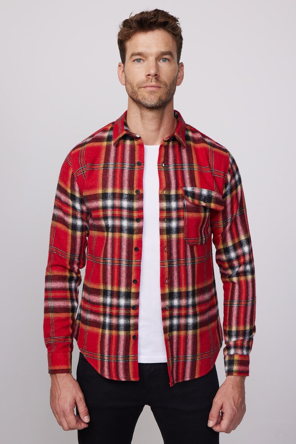 Slim Fit Dar Kesim Fermuarlı Damalı Oduncu Erkek Gömlek
