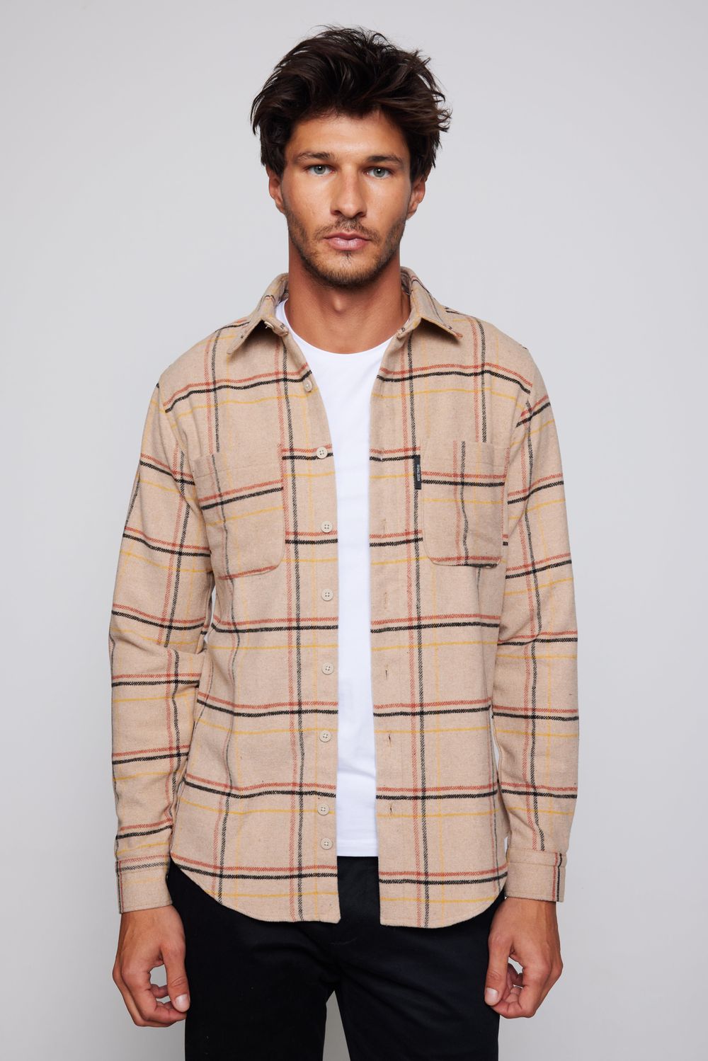 Slim Fit Dar Kesim Çift Cep Kareli Oduncu Erkek Gömlek