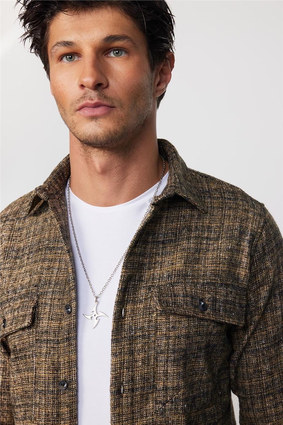 Slim Fit Dar Kesim Çift Cepli Oduncu Erkek Gömlek