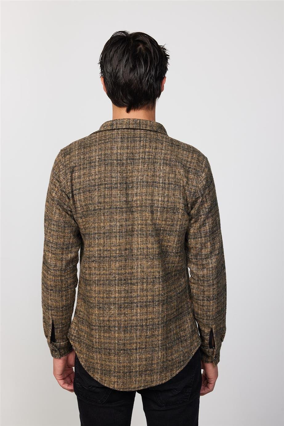 Slim Fit Dar Kesim Çift Cepli Oduncu Erkek Gömlek