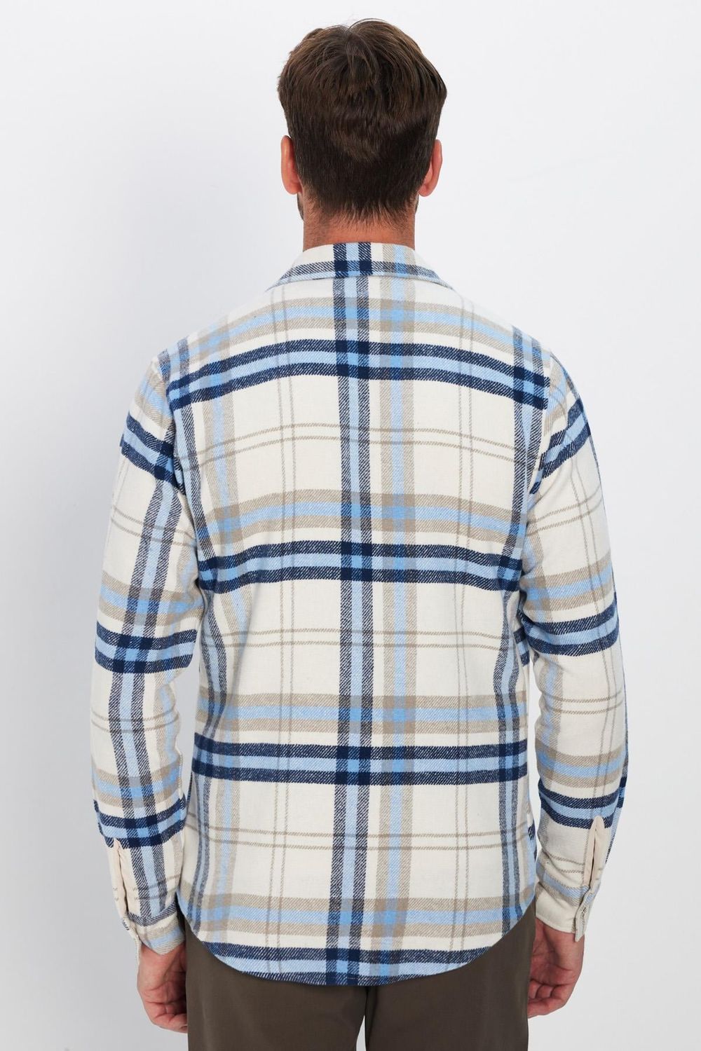 Slim Fit Kapaklı Tek Cep Çıtçıtlı Düğme Kareli Oduncu Erkek Gömlek