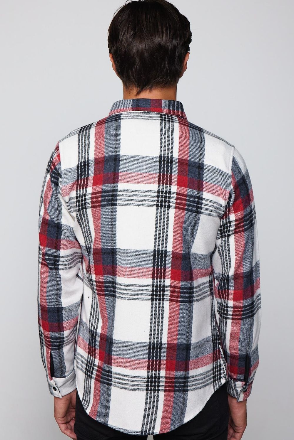 Slim Fit Dar Kesim Düğmeli Yaka Kareli Oduncu Erkek Gömlek