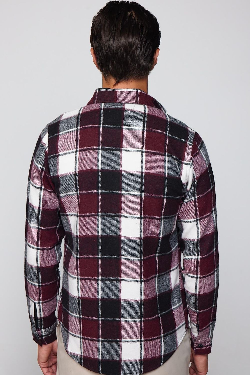 Slim Fit Dar Kesim Düğmeli Yaka Kareli Oduncu Erkek Gömlek