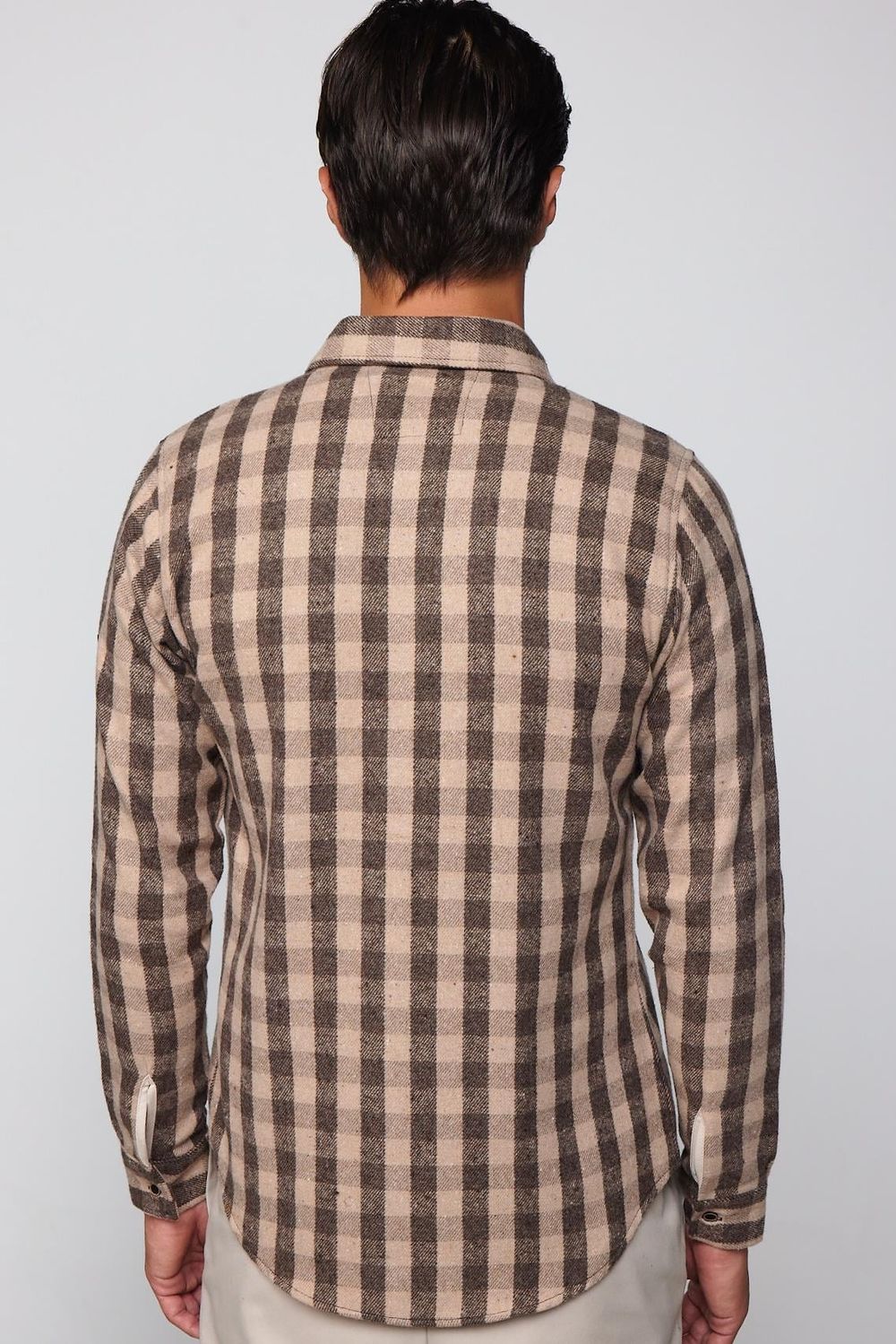 Slim Fit Dar Kesim Düğmeli Yaka Kareli Oduncu Erkek Gömlek