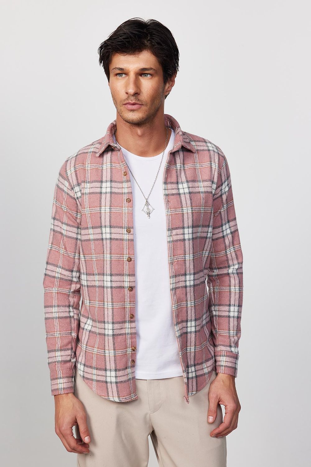 Slim Fit Dar Kesim Kareli Oduncu Erkek Gömlek