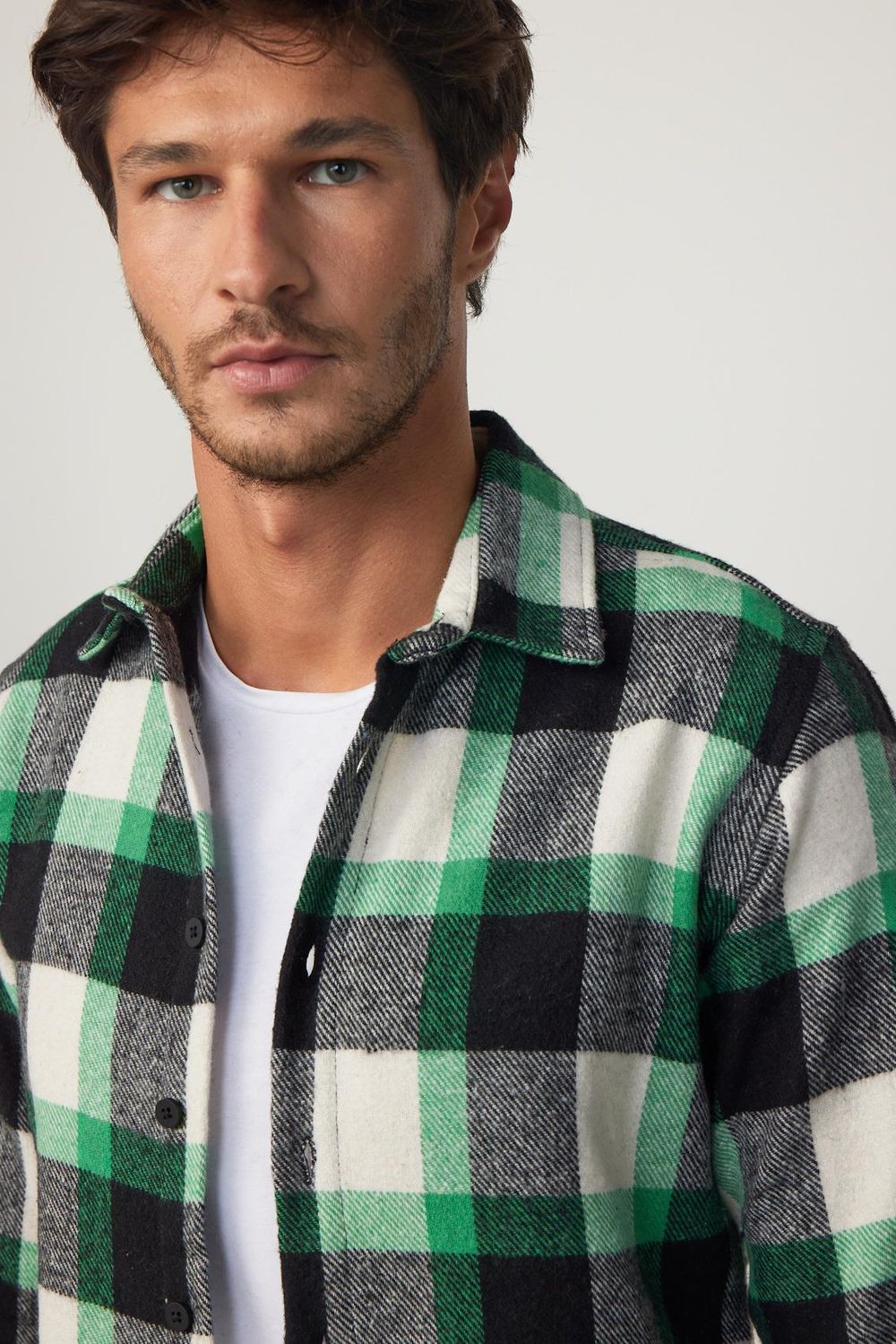 Slim Fit Dar Kesim Kareli Oduncu Erkek Gömlek