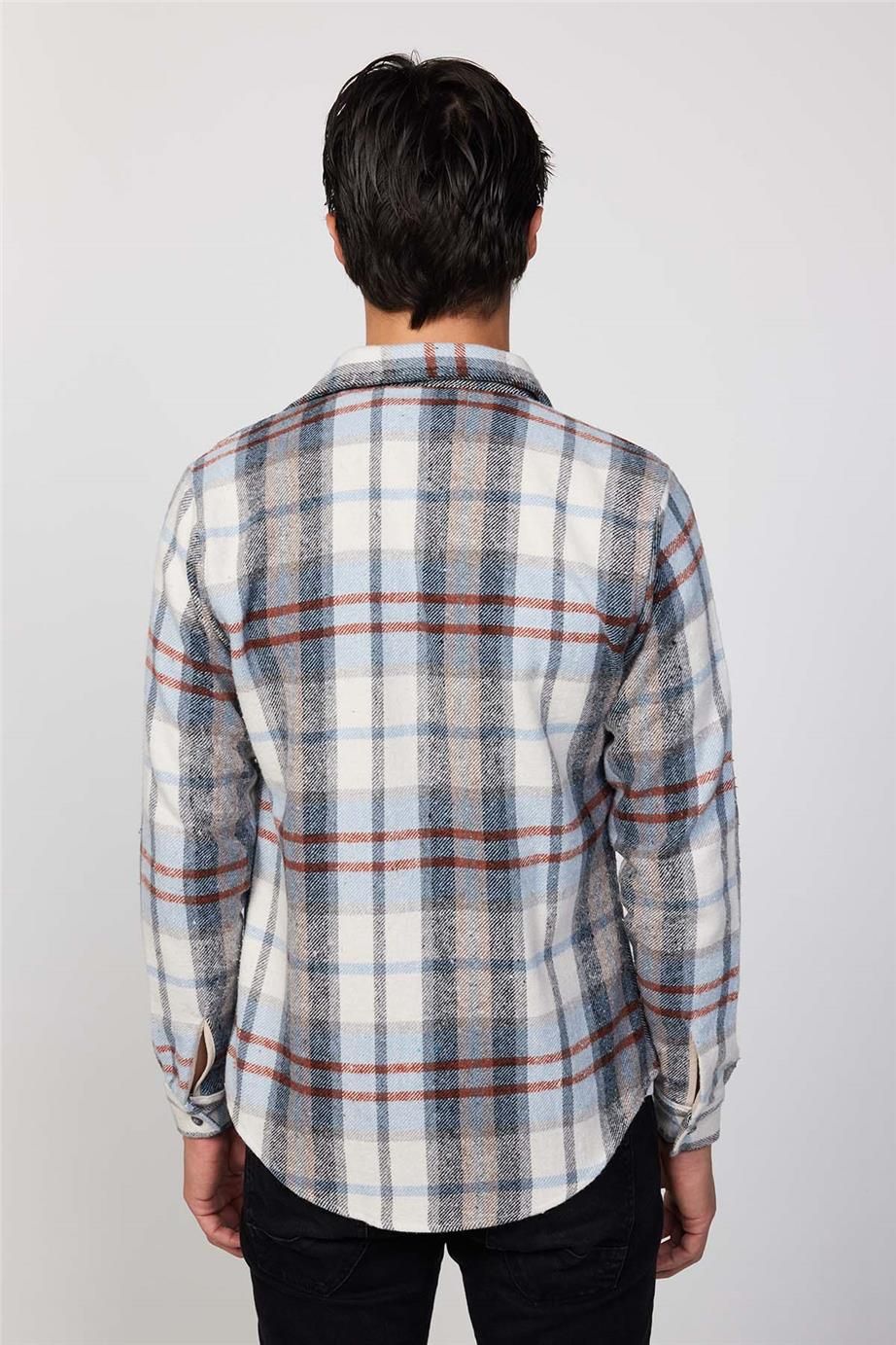 Slim Fit Dar Kesim Kareli Oduncu Erkek Gömlek