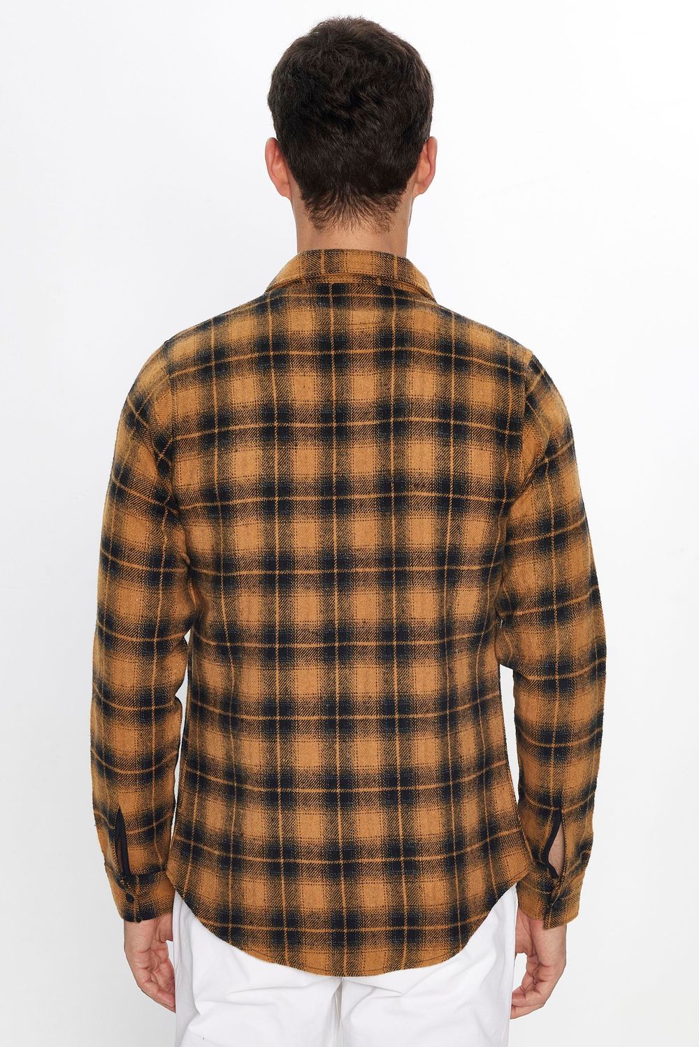 Erkek Slim Fit Dar Kesim Uzun Kollu Kareli Kışlık Oduncu Gömlek
