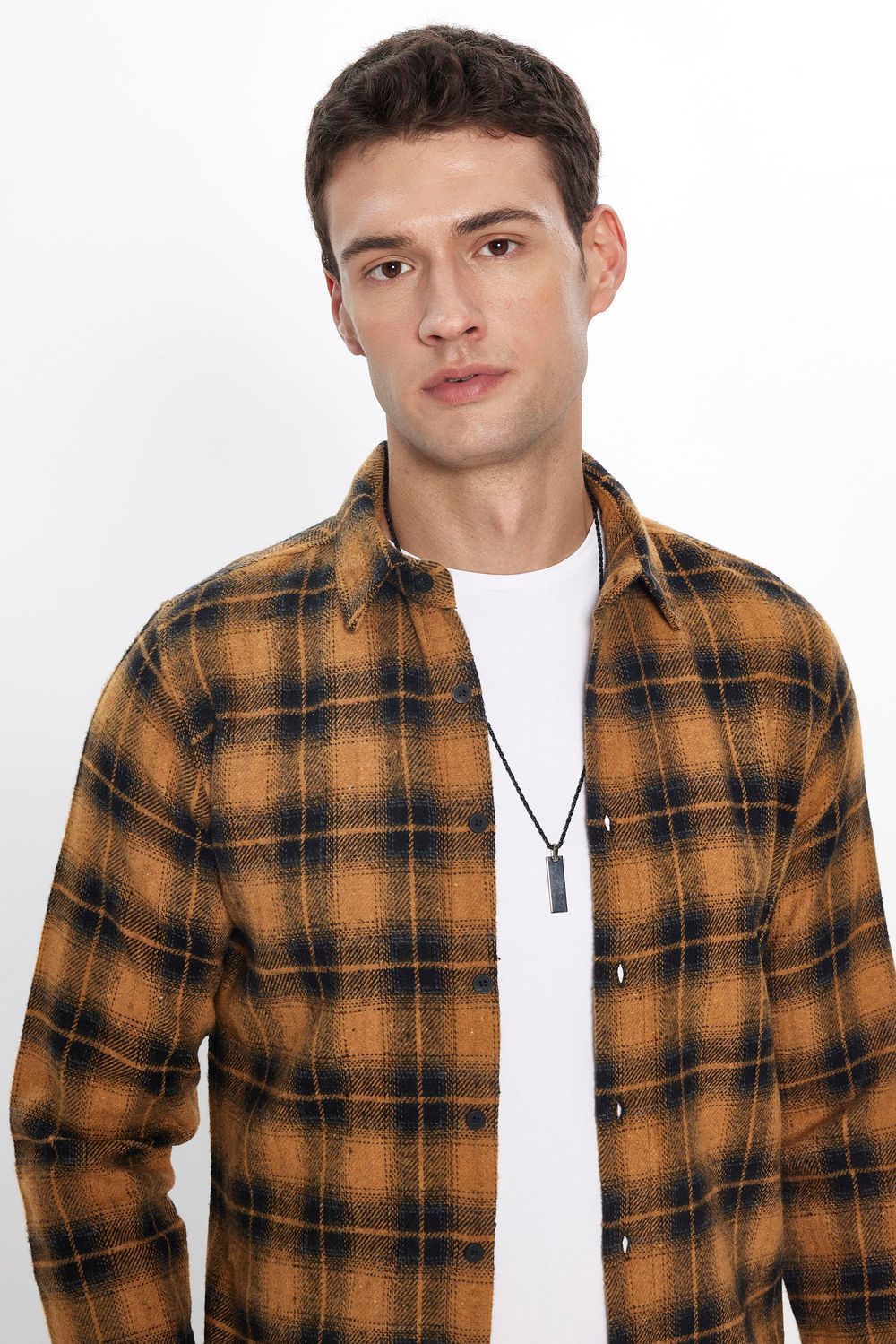 Erkek Slim Fit Dar Kesim Uzun Kollu Kareli Kışlık Oduncu Gömlek