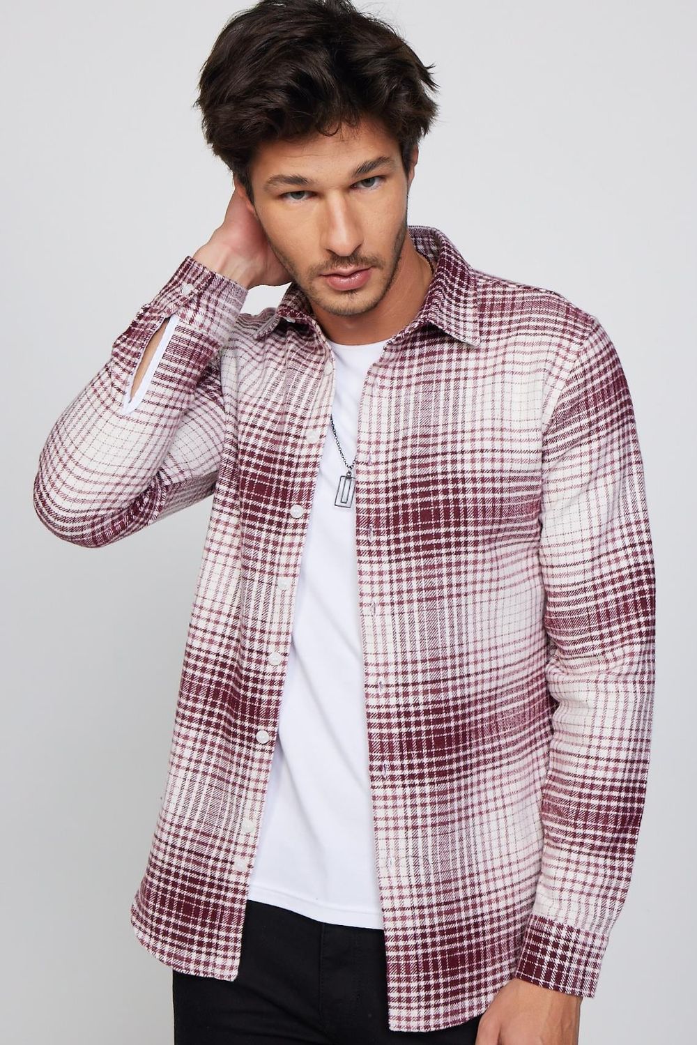 Slim Fit Dar Kesim Kareli Oduncu Erkek Gömlek
