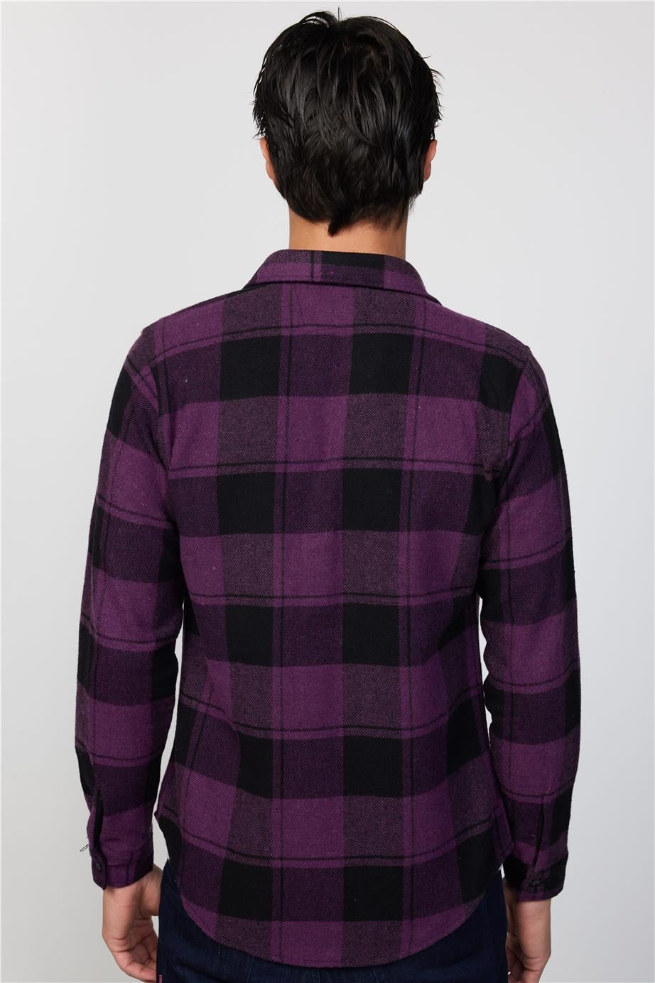 Slim Fit Dar Kesim Kareli Oduncu Erkek Gömlek