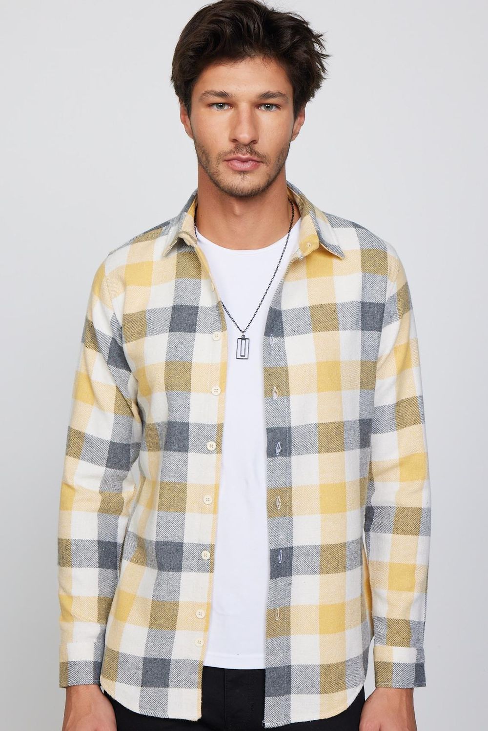 Slim Fit Dar Kesim Kareli Oduncu Erkek Gömlek