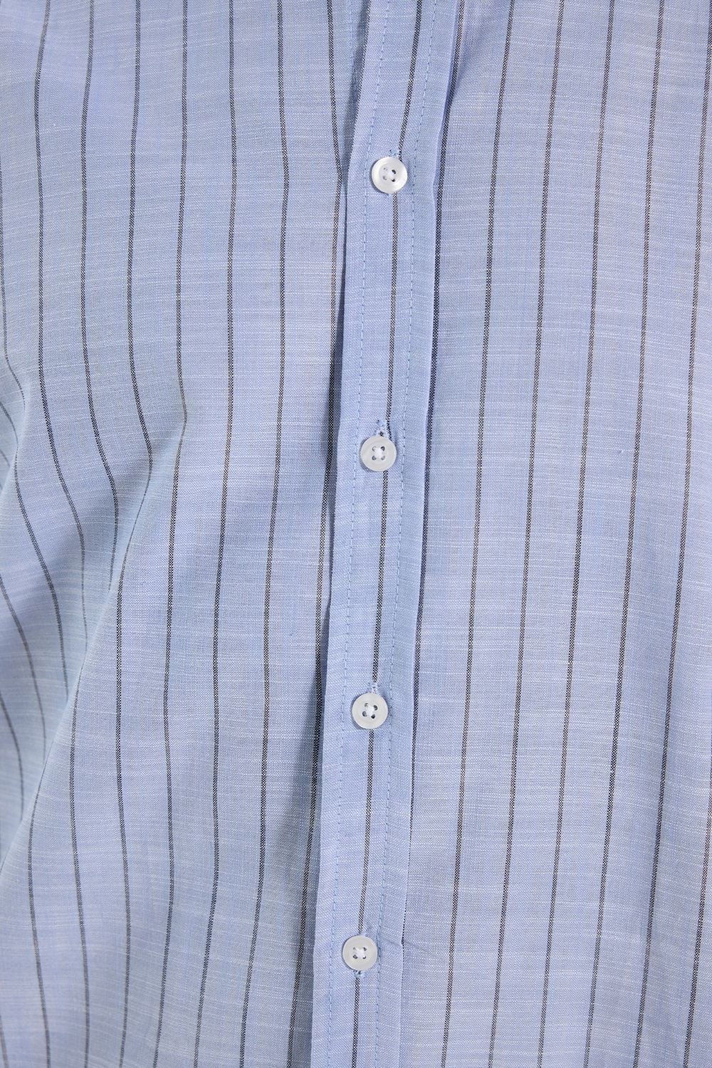 Erkek Slim Fit Dar Kesim Uzun Kollu %100 Pamuk Keten Doku Çizgili Gömlek