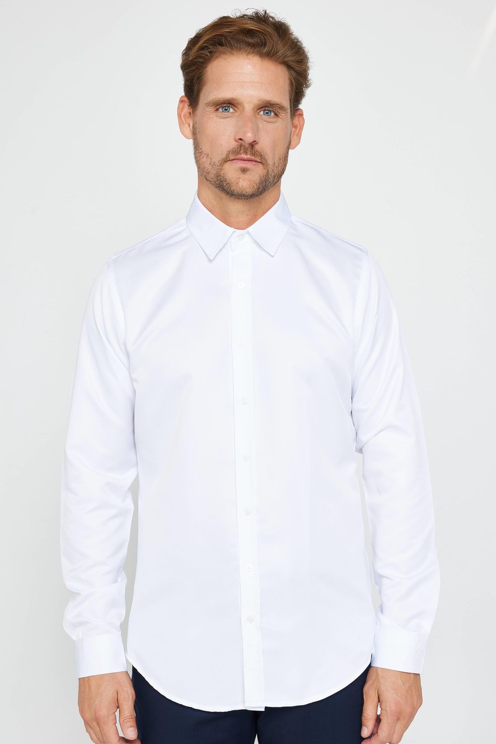 Slim Fit Uzun Kollu Non-Iron Ütü Gerektirmez Beyaz Erkek Gömlek