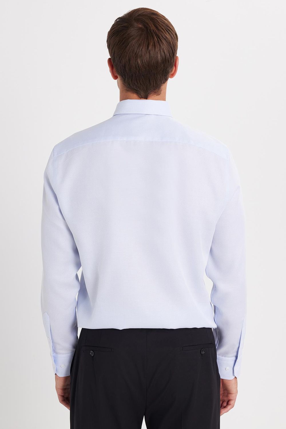Slim Fit Mavi Non-Iron %100 Pamuk Doğa Dostu Ekoteks Belgeli Ütü Gerektirmez Gömlek