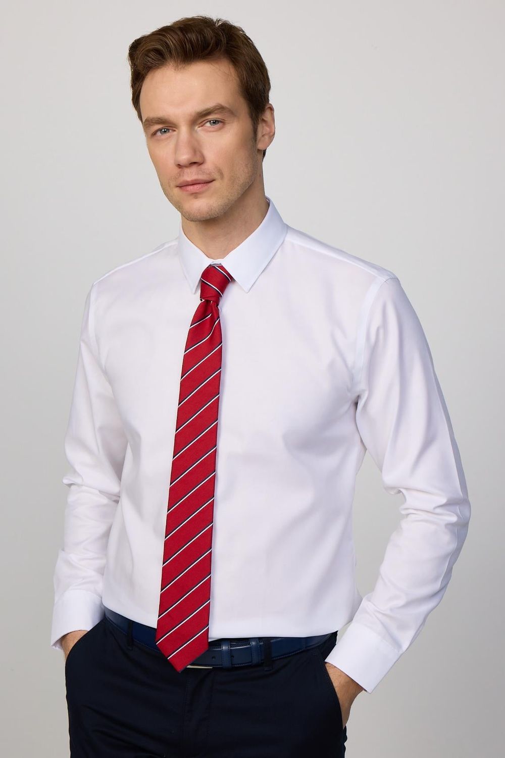 Slim Fit Non-Iron Ütü Gerektirmez Beyaz Erkek Gömlek