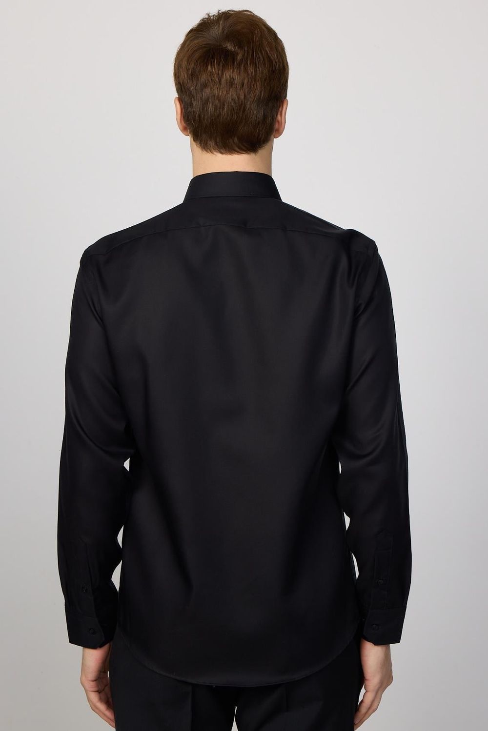 Slim Fit Non-Iron Ütü Gerektirmez Siyah Erkek Gömlek
