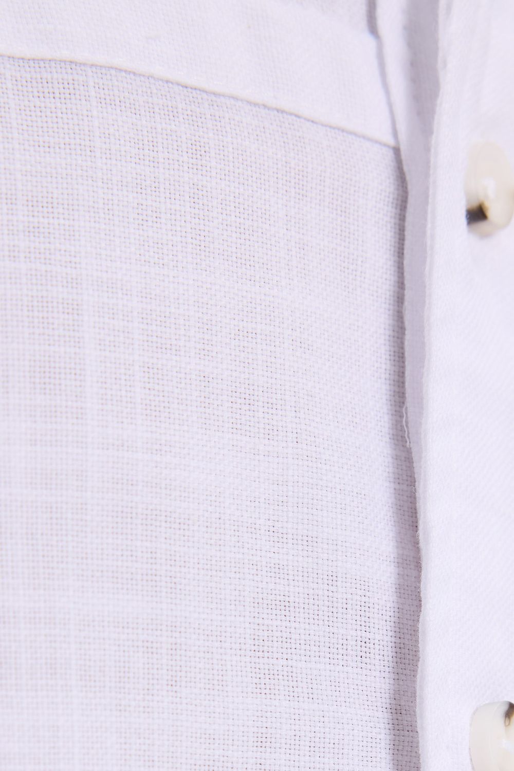 Erkek Slim Fit Dar Kesim Uzun Kollu %100 Pamuk Keten Doku Beyaz Gömlek