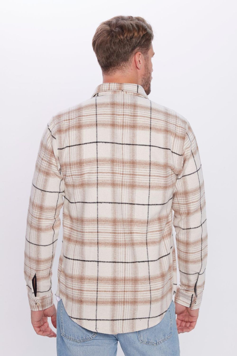 Erkek Slim Fit Dar Kesim Oduncu Tek Cep Kareli Kışlık Gömlek