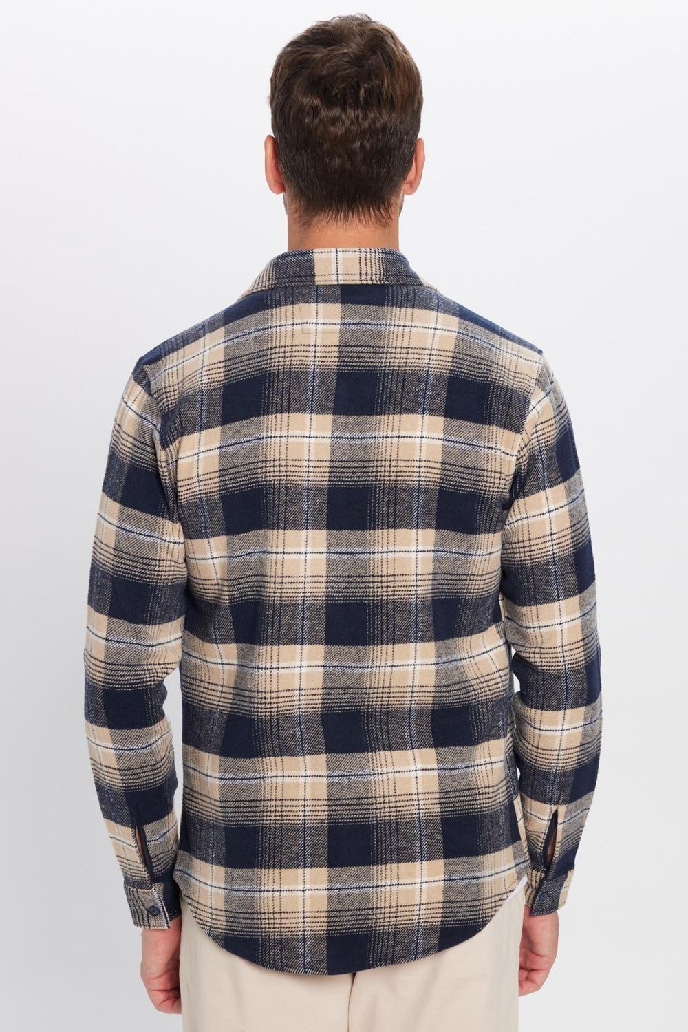 Erkek Slim Fit Dar Kesim Oduncu Tek Cepli Kareli Kışlık Gömlek