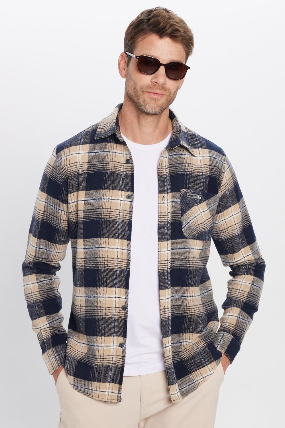 Erkek Slim Fit Dar Kesim Oduncu Tek Cepli Kareli Kışlık Gömlek