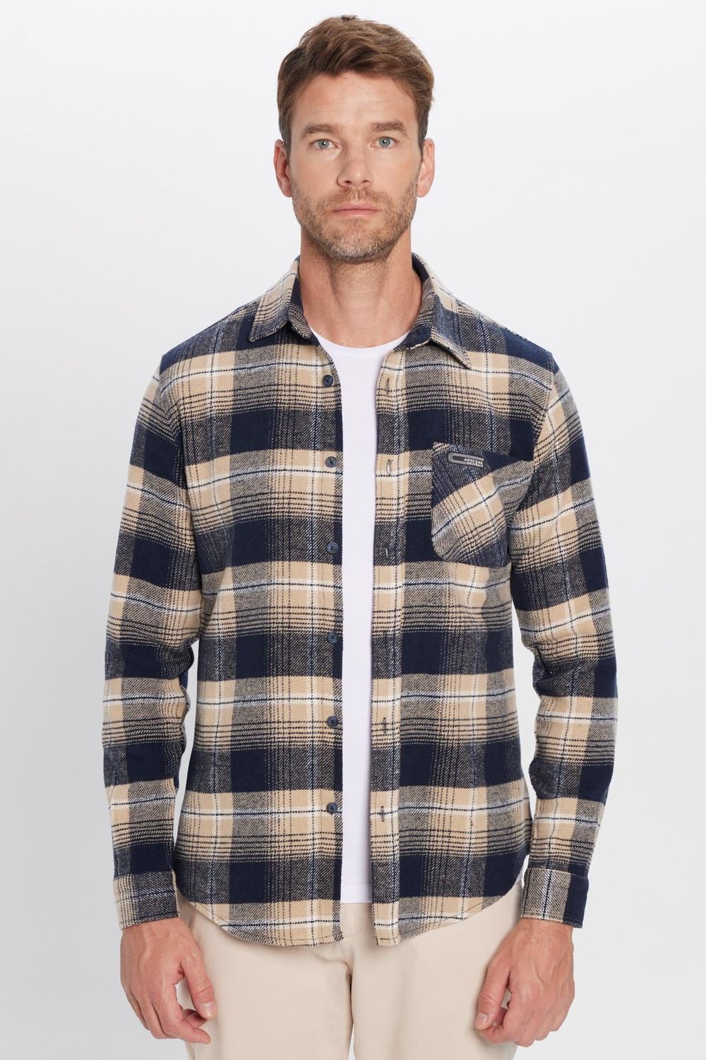 Erkek Slim Fit Dar Kesim Oduncu Tek Cepli Kareli Kışlık Gömlek