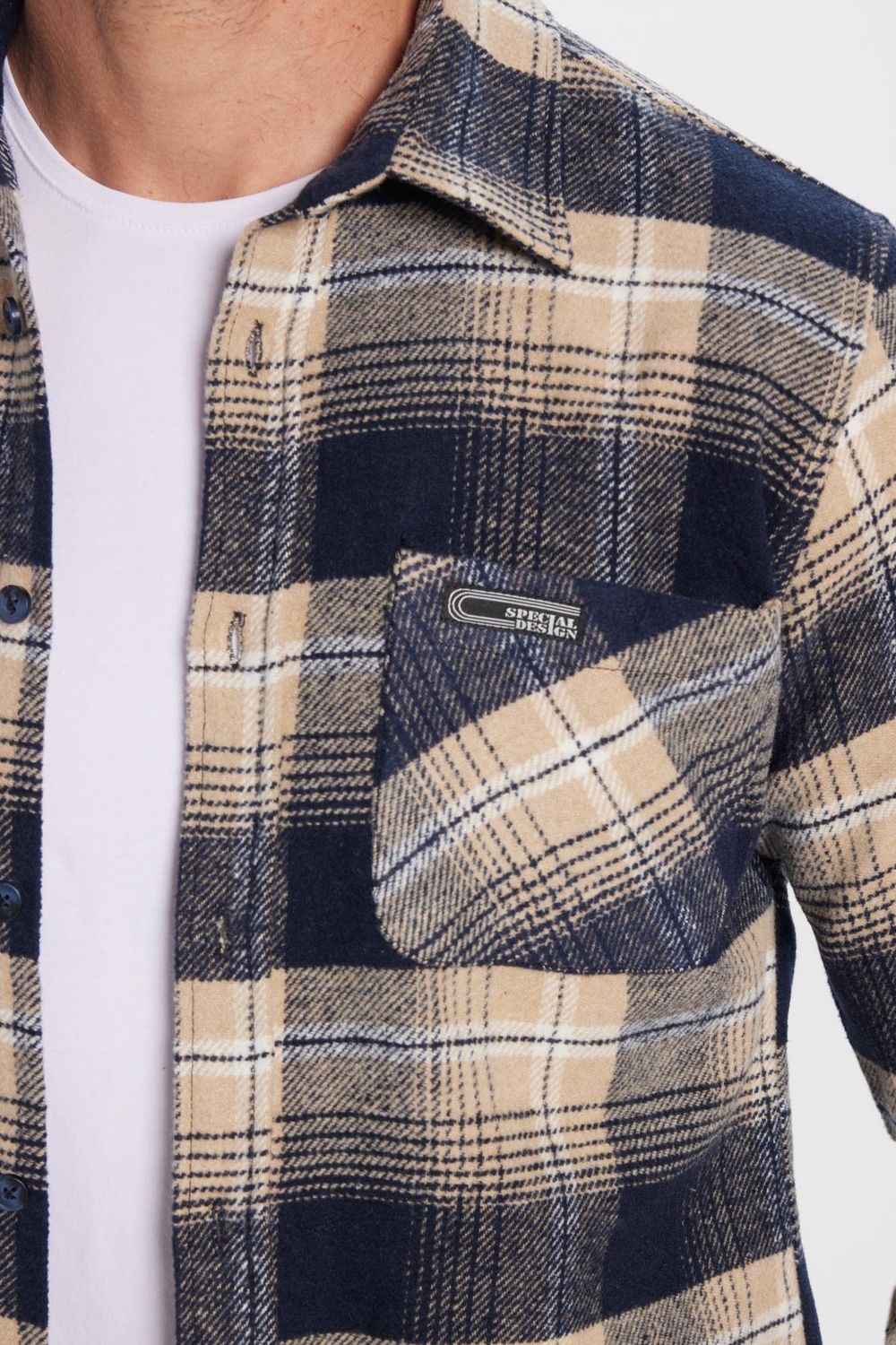 Erkek Slim Fit Dar Kesim Oduncu Tek Cepli Kareli Kışlık Gömlek