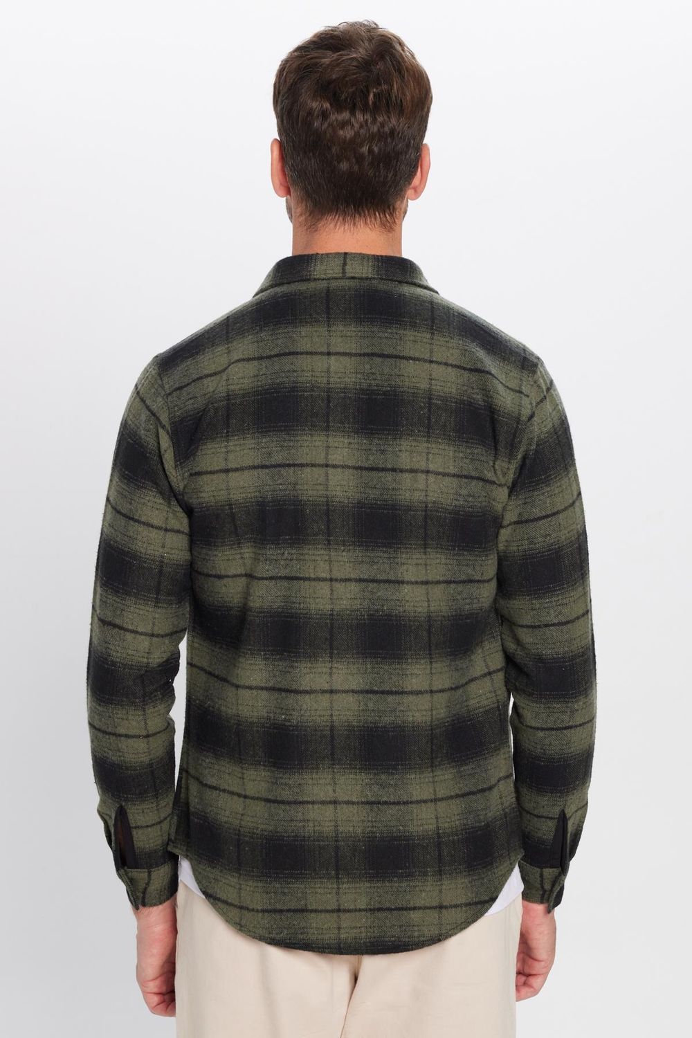 Erkek Slim Fit Dar Kesim Oduncu Tek Cepli Kareli Kışlık Gömlek