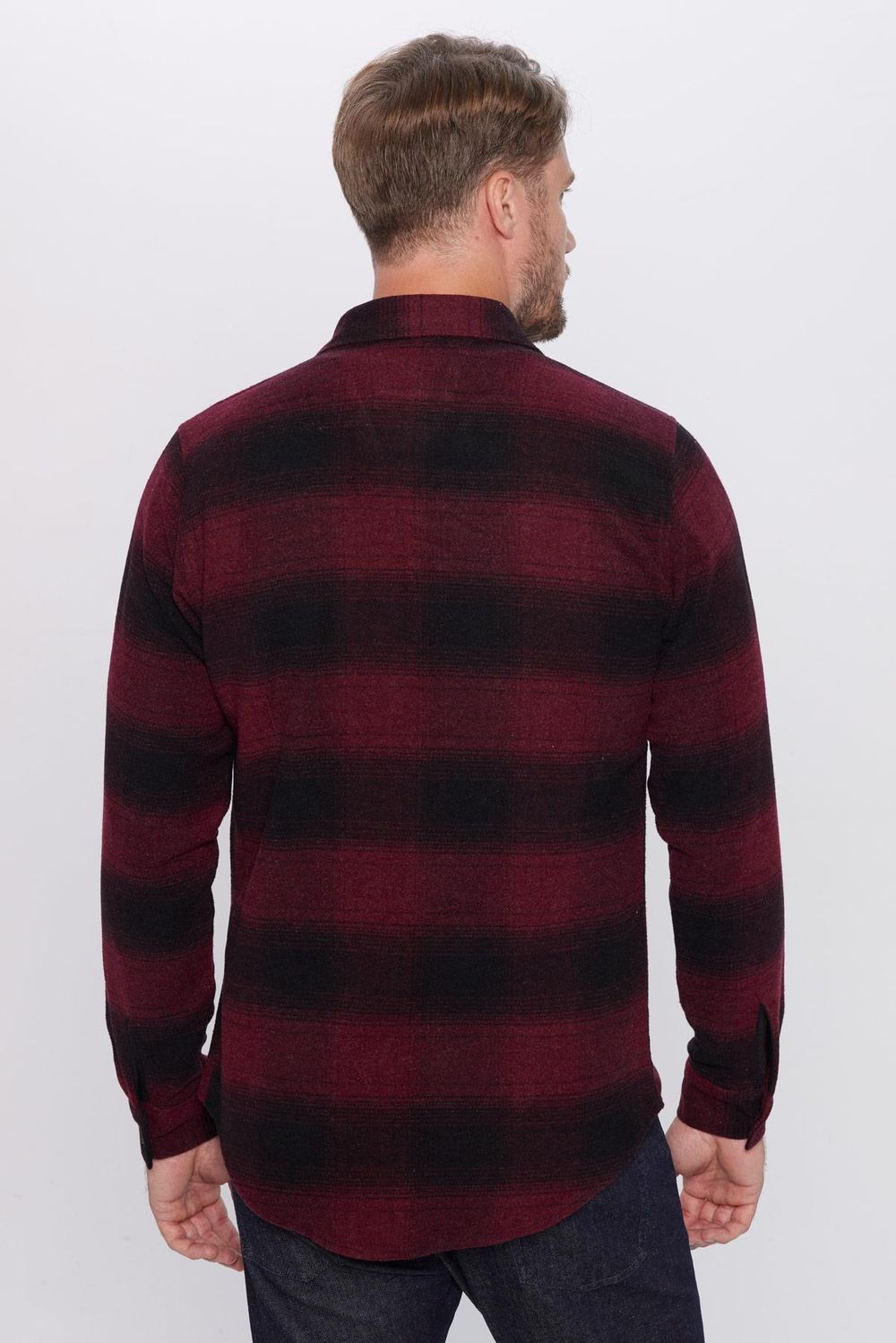 Erkek Slim Fit Dar Kesim Oduncu Düğmeli Yaka Kareli Kışlık Gömlek
