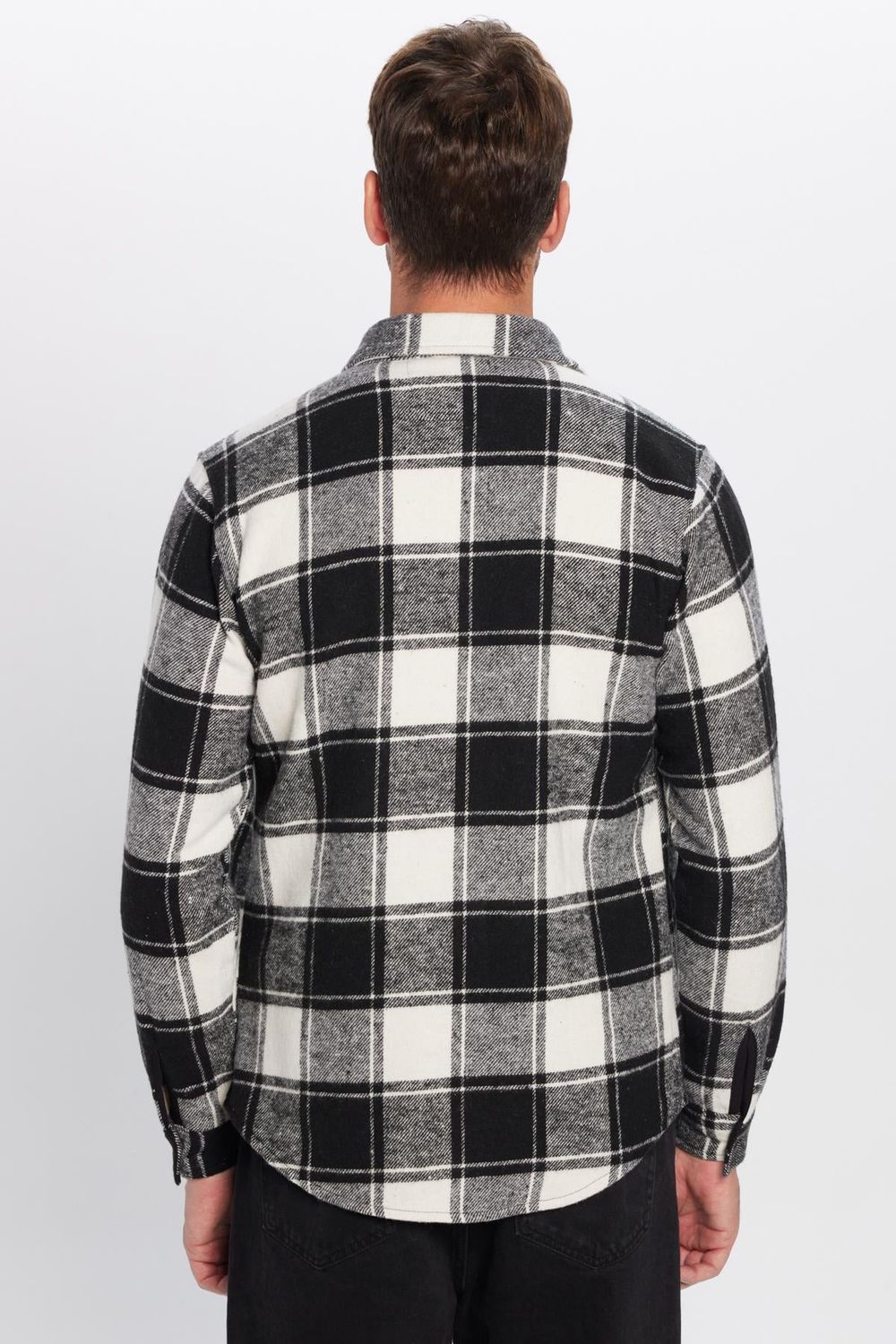 Erkek Slim Fit Dar Kesim Oduncu Kareli Kışlık Gömlek