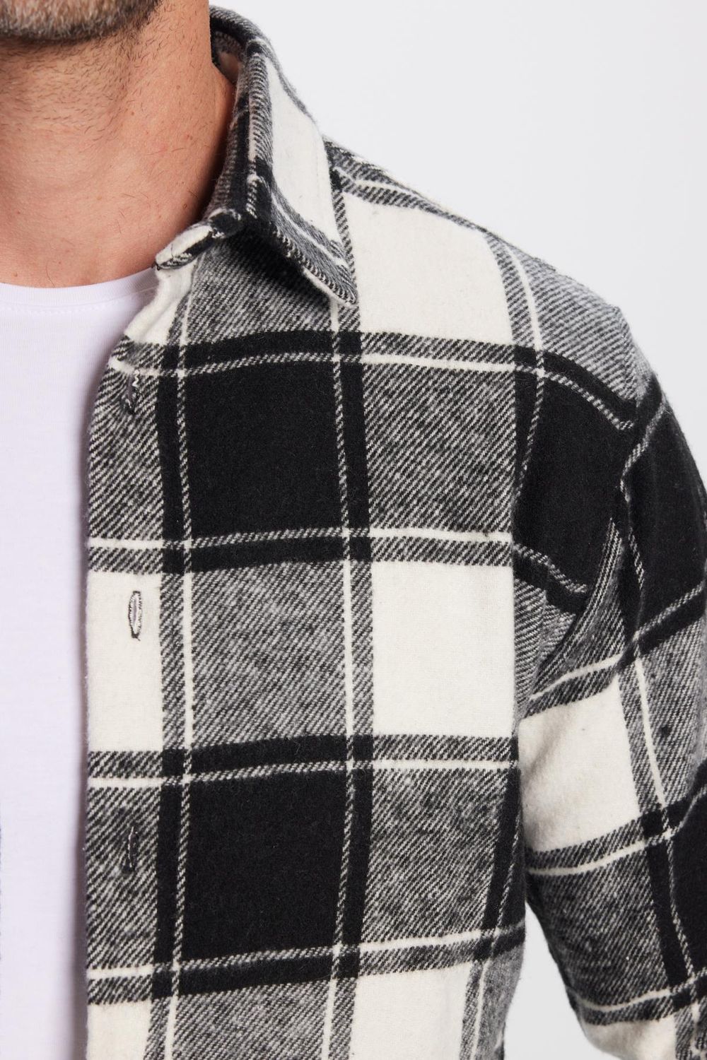 Erkek Slim Fit Dar Kesim Oduncu Kareli Kışlık Gömlek