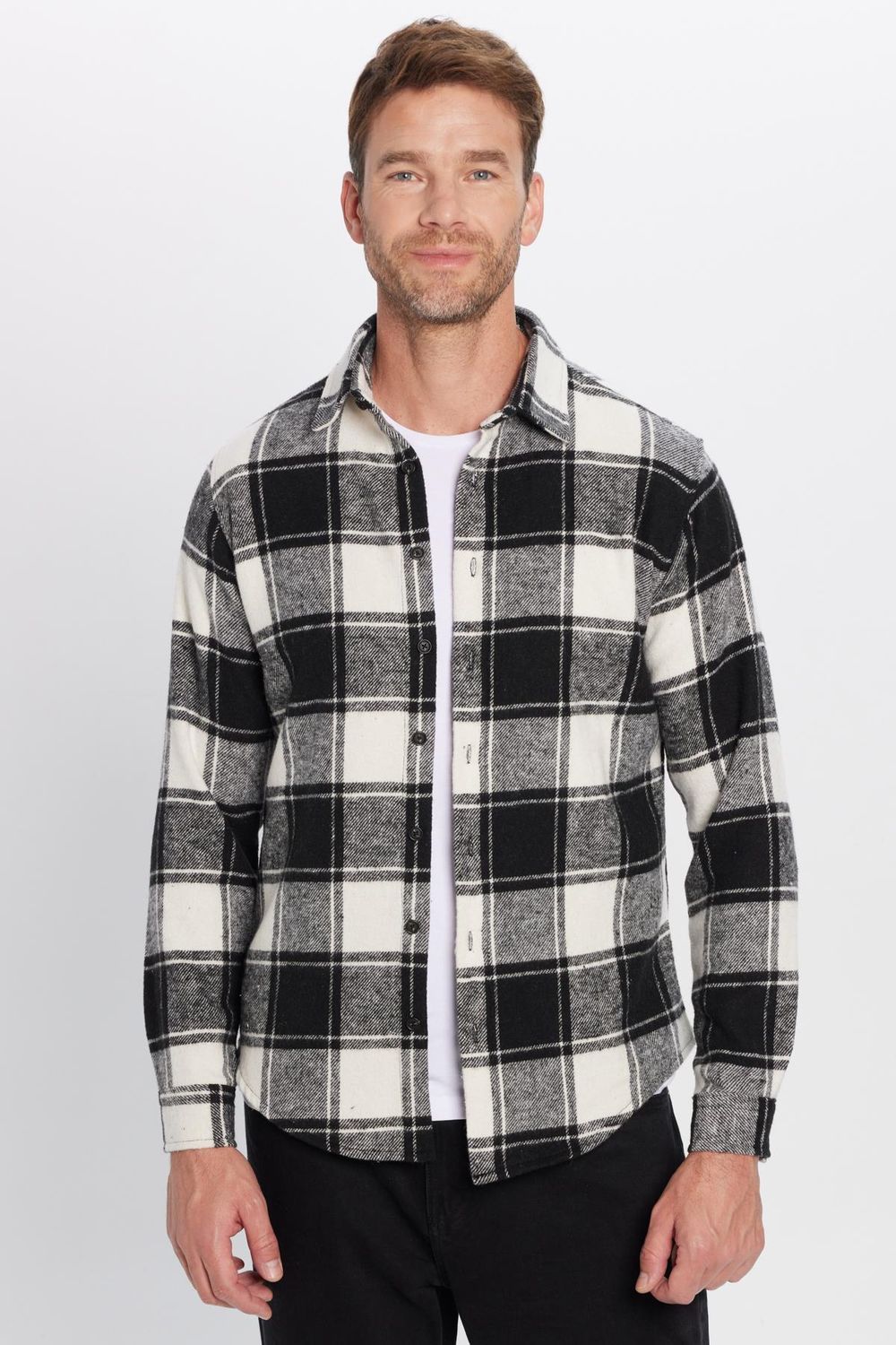 Erkek Slim Fit Dar Kesim Oduncu Kareli Kışlık Gömlek