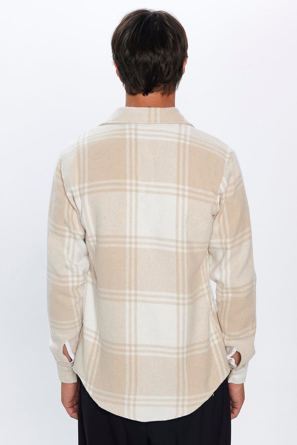 Erkek Slim Fit Dar Kesim Oduncu Düğmeli Yaka Kareli Kışlık Gömlek