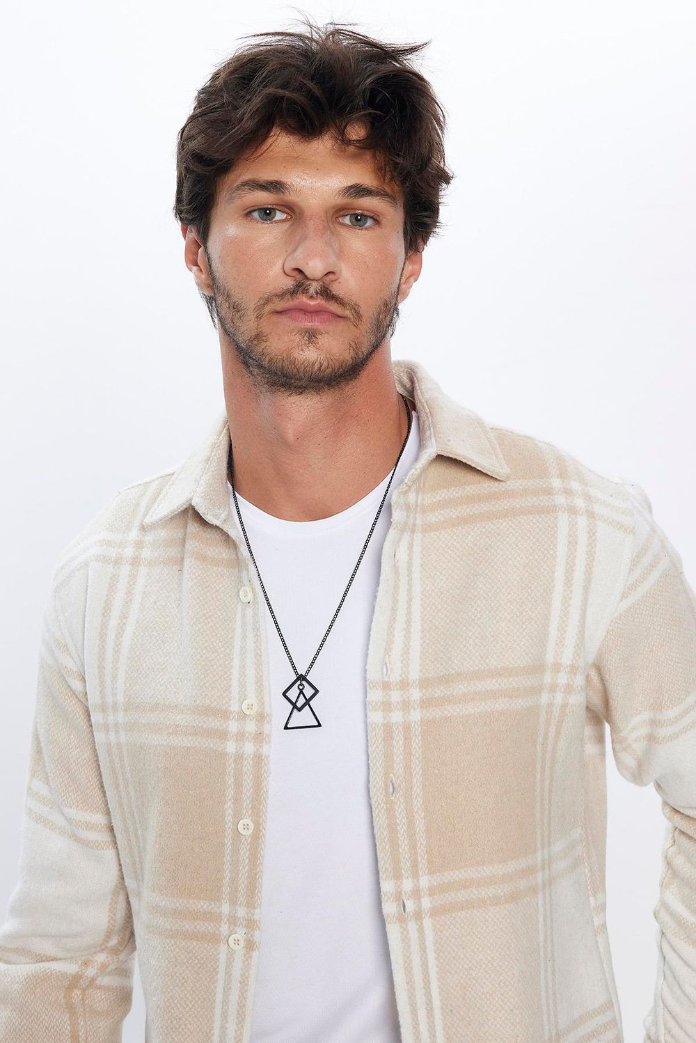 Erkek Slim Fit Dar Kesim Oduncu Düğmeli Yaka Kareli Kışlık Gömlek