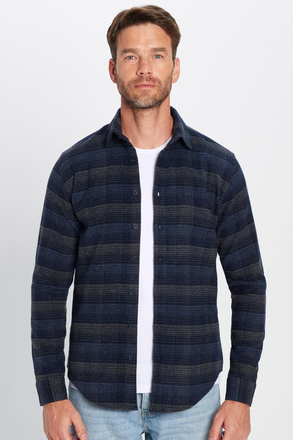 Erkek Slim Fit Dar Kesim Oduncu Kareli Kışlık Gömlek