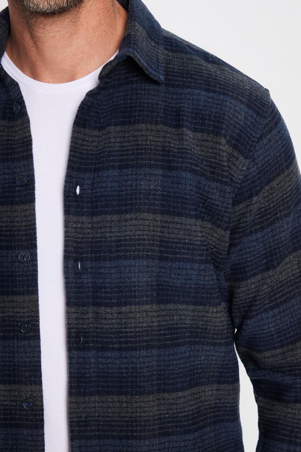 Erkek Slim Fit Dar Kesim Oduncu Kareli Kışlık Gömlek