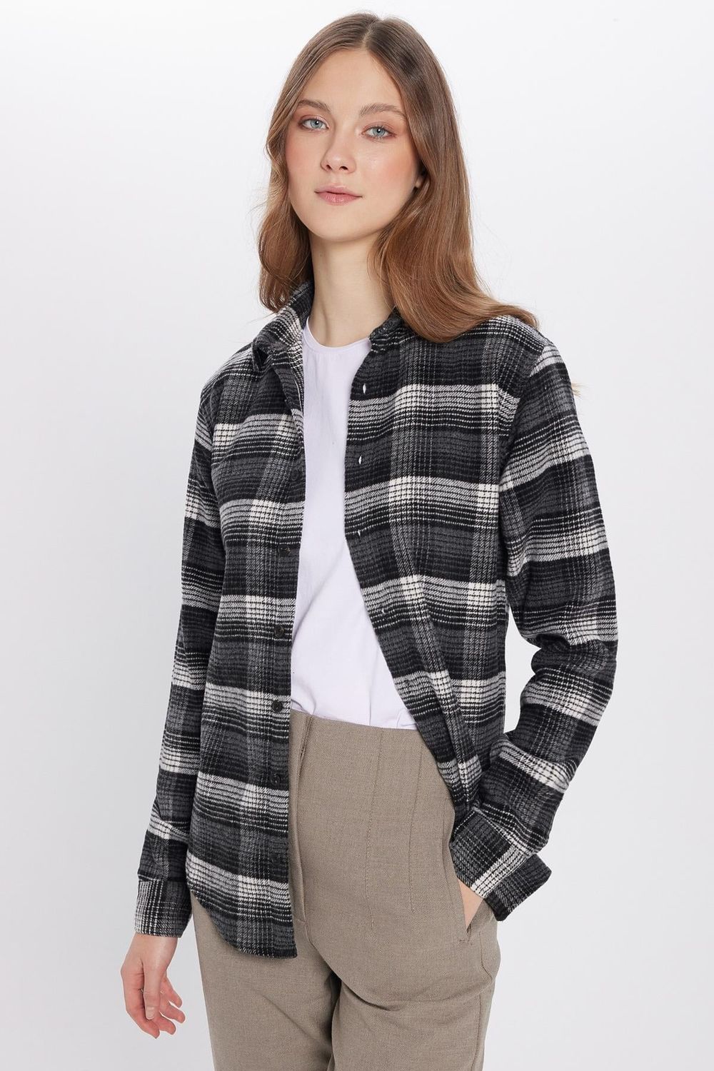 Erkek Slim Fit Dar Kesim Oduncu Kareli Kışlık Gömlek