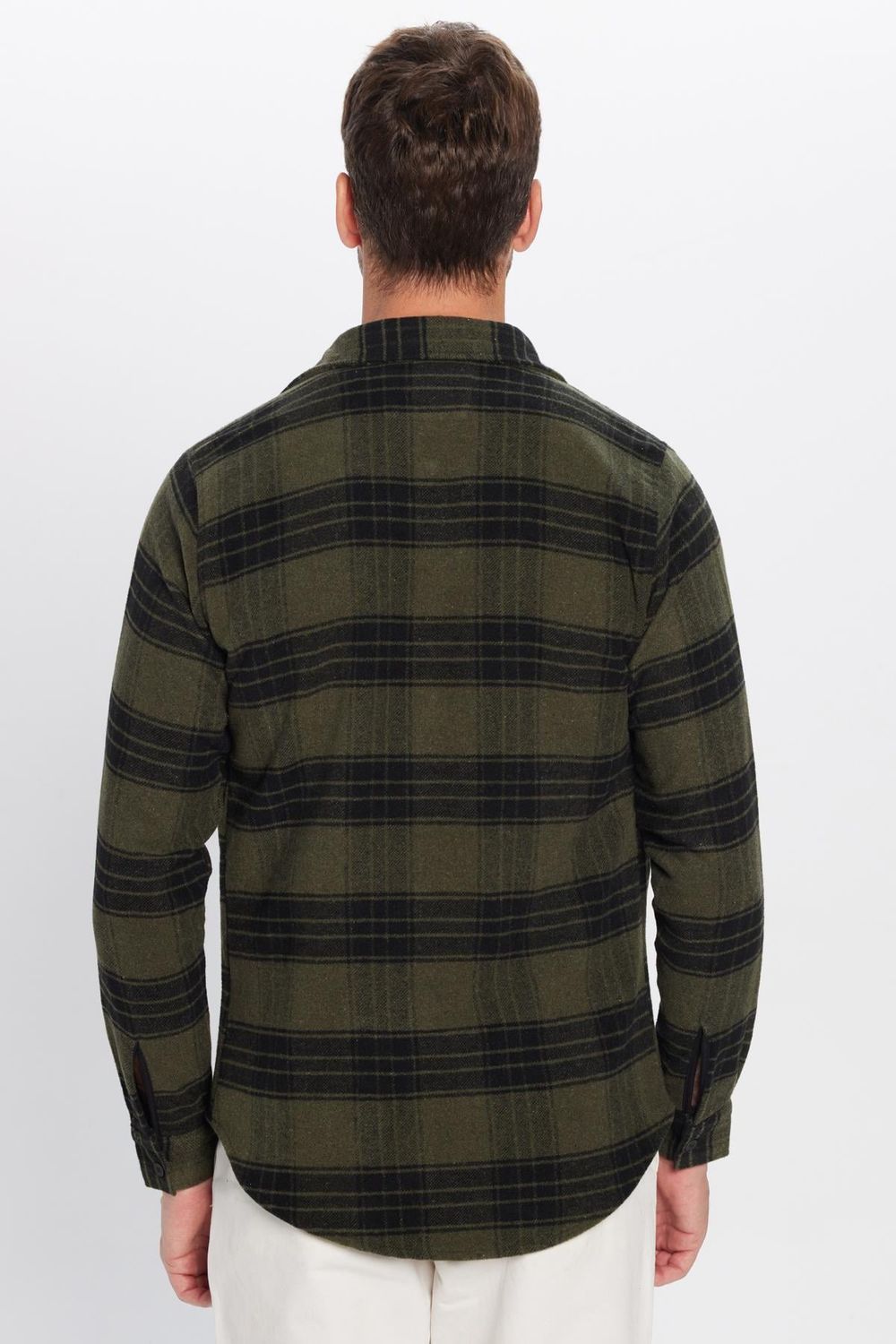 Erkek Slim Fit Dar Kesim Uzun Kollu Pamuklu Etnik Desen Kışlık Oduncu Gömlek