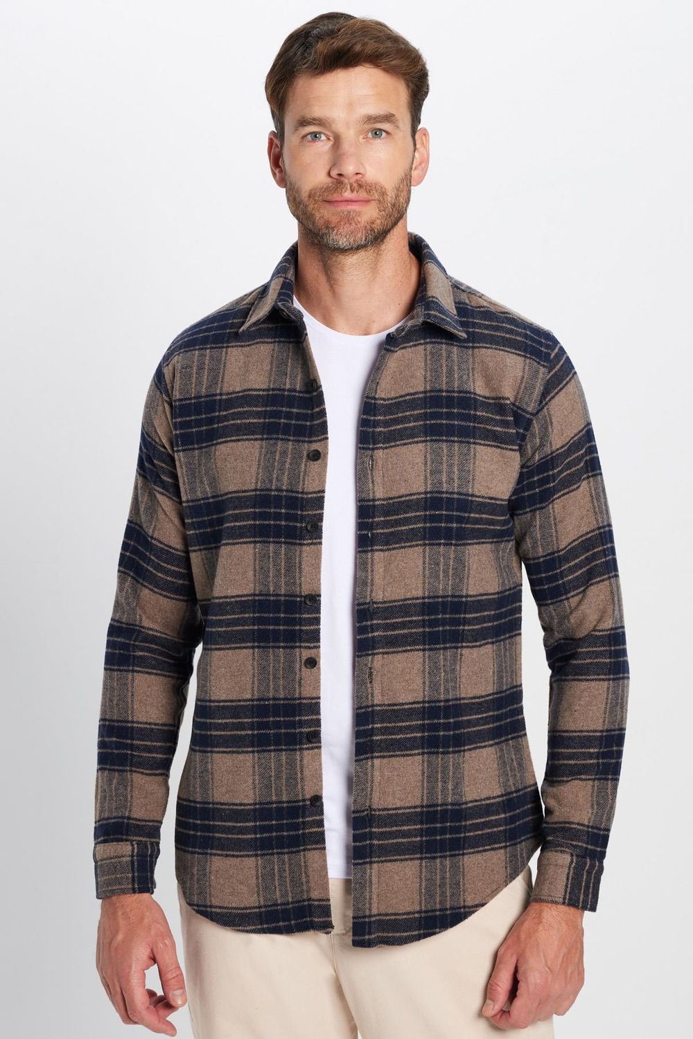 Erkek Slim Fit Dar Kesim Oduncu Kareli Kışlık Gömlek