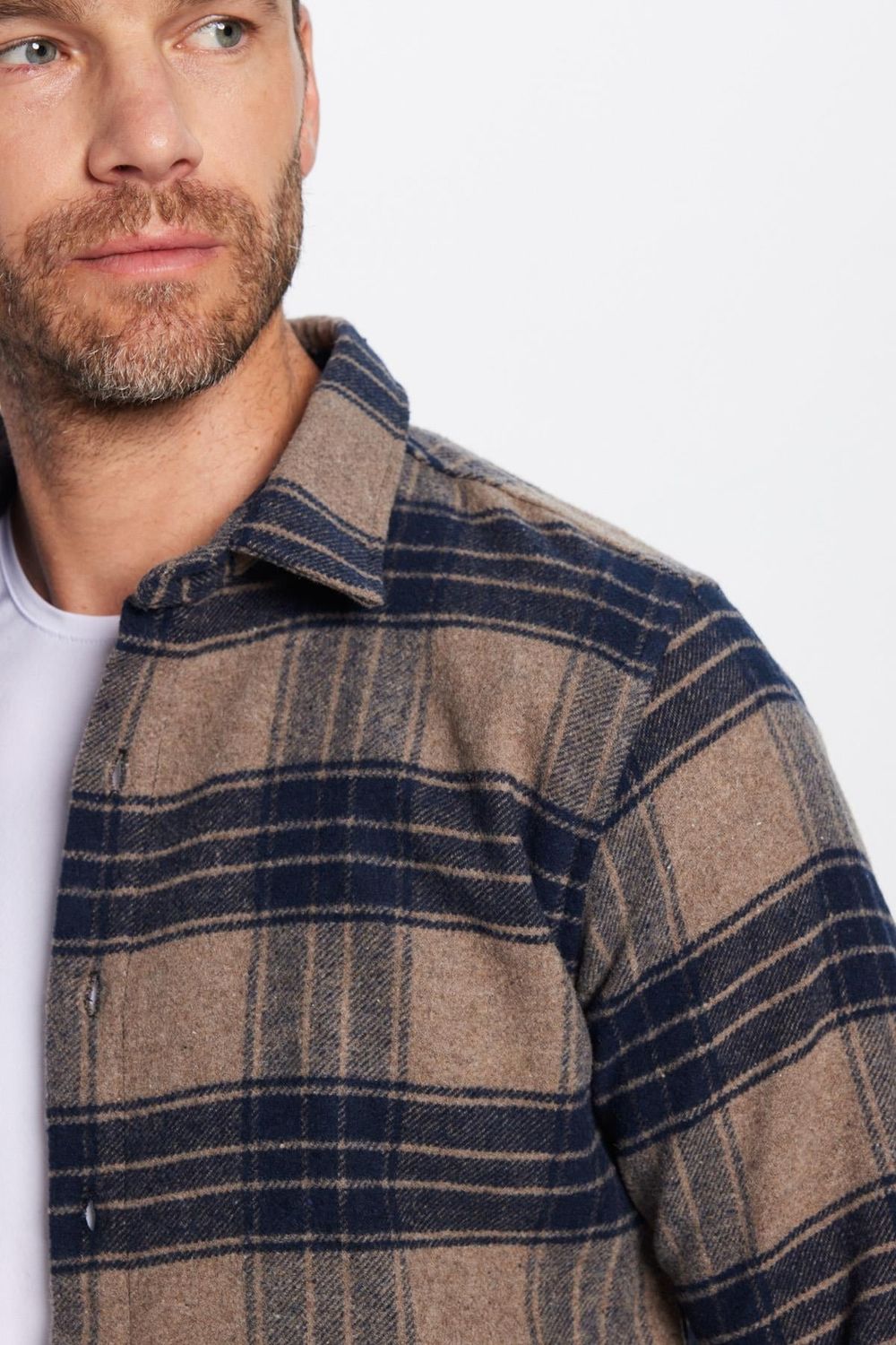 Erkek Slim Fit Dar Kesim Oduncu Kareli Kışlık Gömlek
